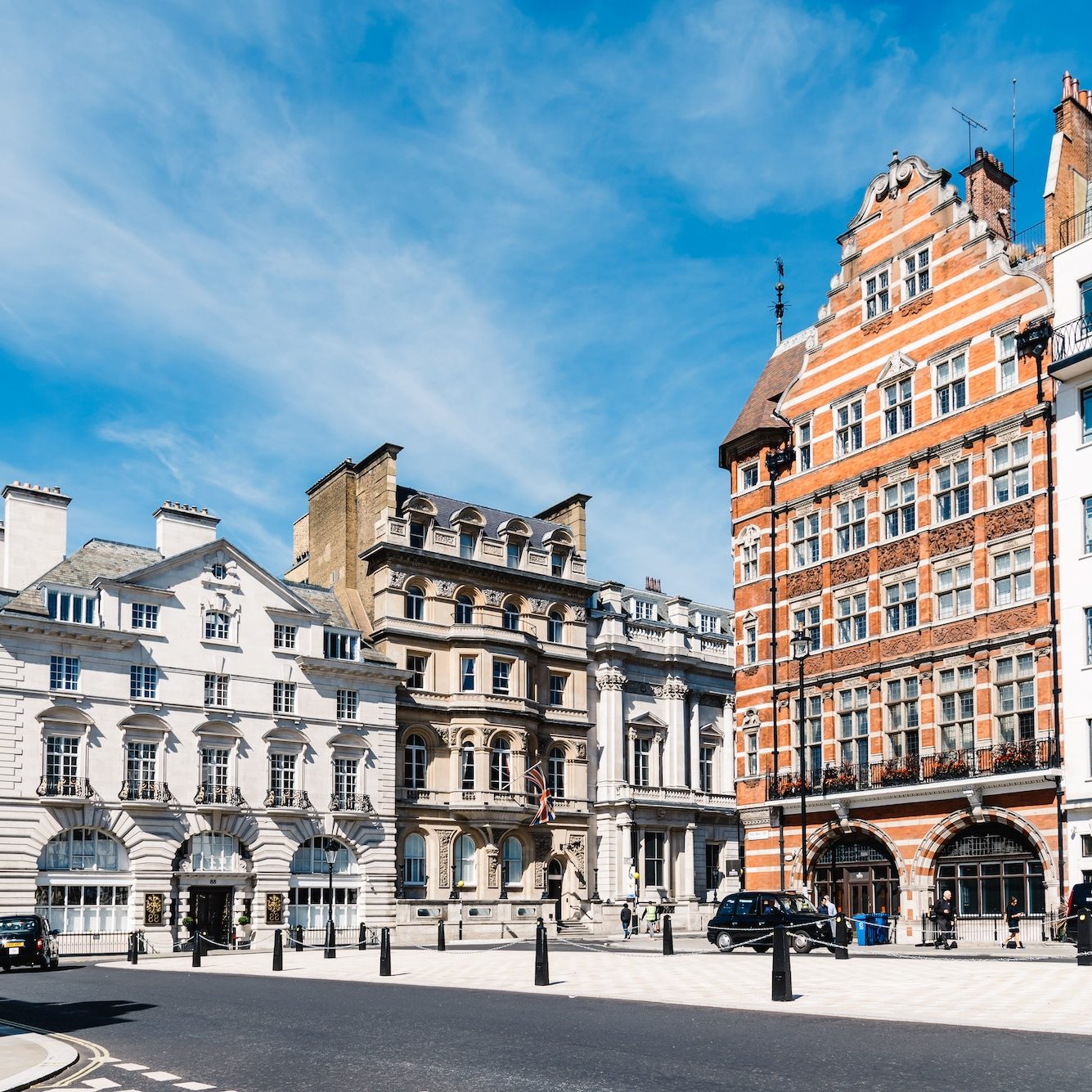 Luxury apartment buildings in a wealthy neighborhood of London, England, UK